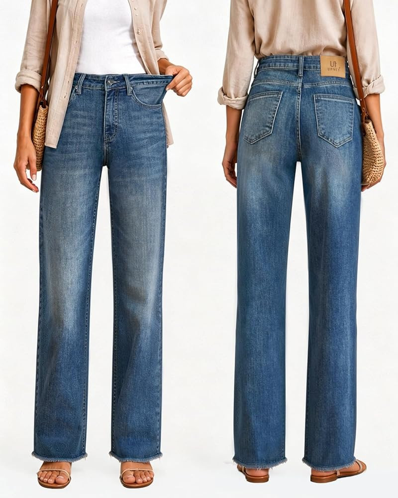 Women's High Waisted Stretchy Straight Leg Jeans Tummy Control Pants | Amazon (US)