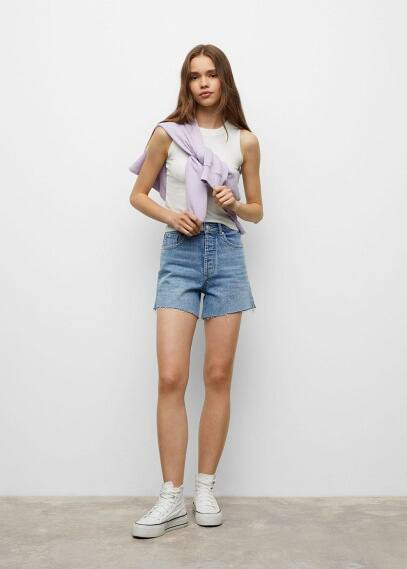 High-waist denim shorts light blue - Teenage girl - XXS - MANGO TEEN | MANGO (UK)