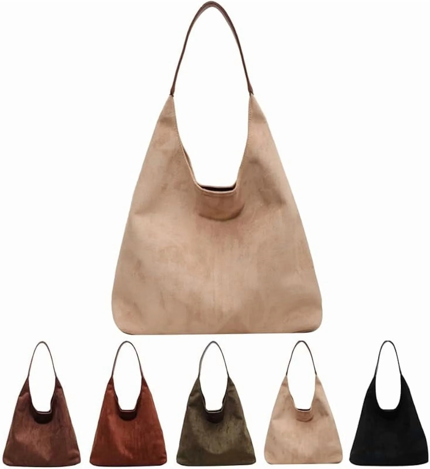 Leather Hobo bags for women suede purse slouchy tote bag brown leather purse suede hobo shoulder ... | Walmart (US)