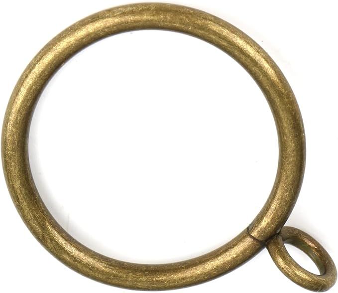 Amazon.com: 1 1/2-Inch Antique Brass Curtain Rings with Eyelets for Curtain Rods (Set of 30 PCS C... | Amazon (US)