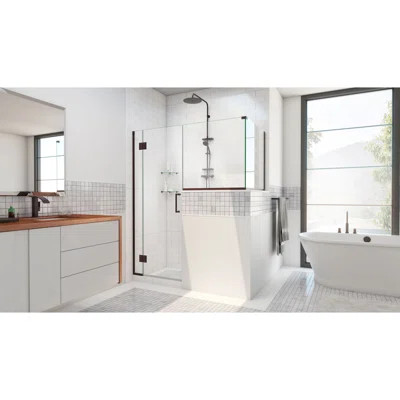 Unidoor-X 60 in. W x 30 3/8 in. D x 72 in. H Frameless Hinged Shower Enclosure | Wayfair North America