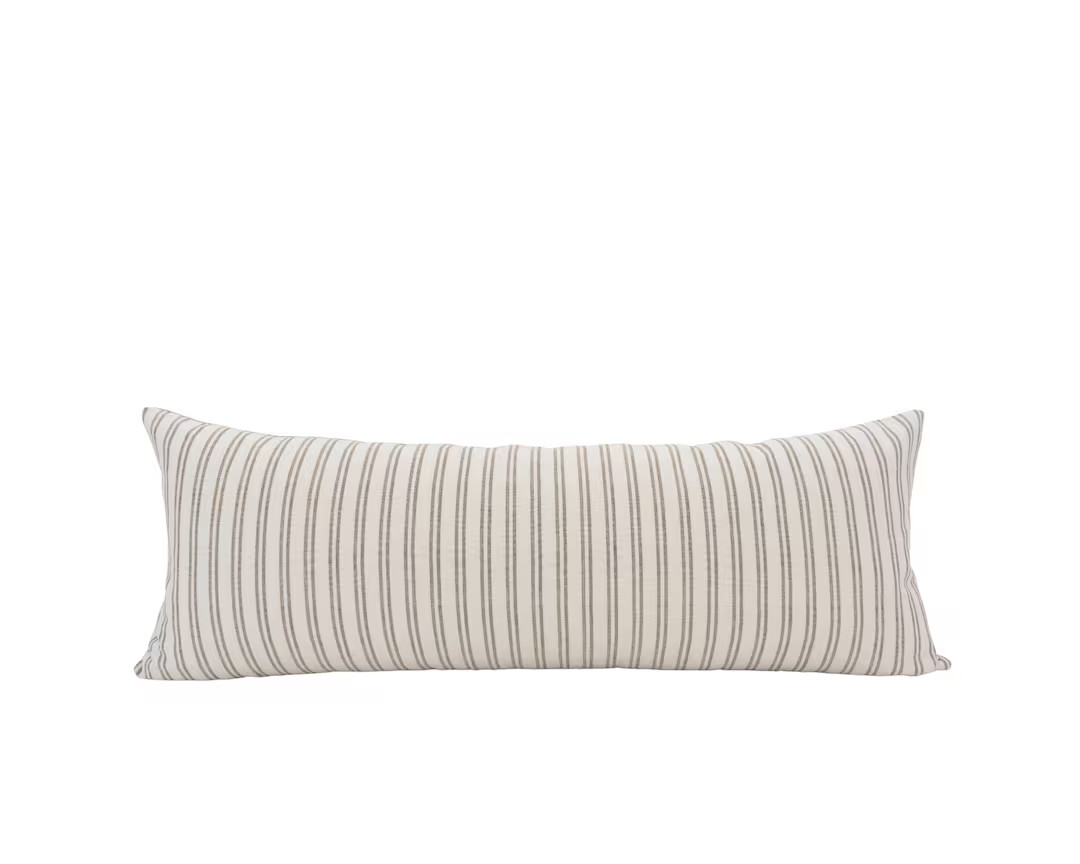 SIENNA || 14x36 Stripe Pillow Cover Neutral Stripe Pillow Brown Stripe Lumbar Stripe Bed Pillow F... | Etsy (US)
