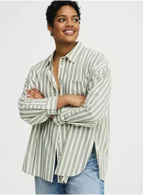 Drop-Shoulder Button-Down Shirt | Torrid (US & Canada)