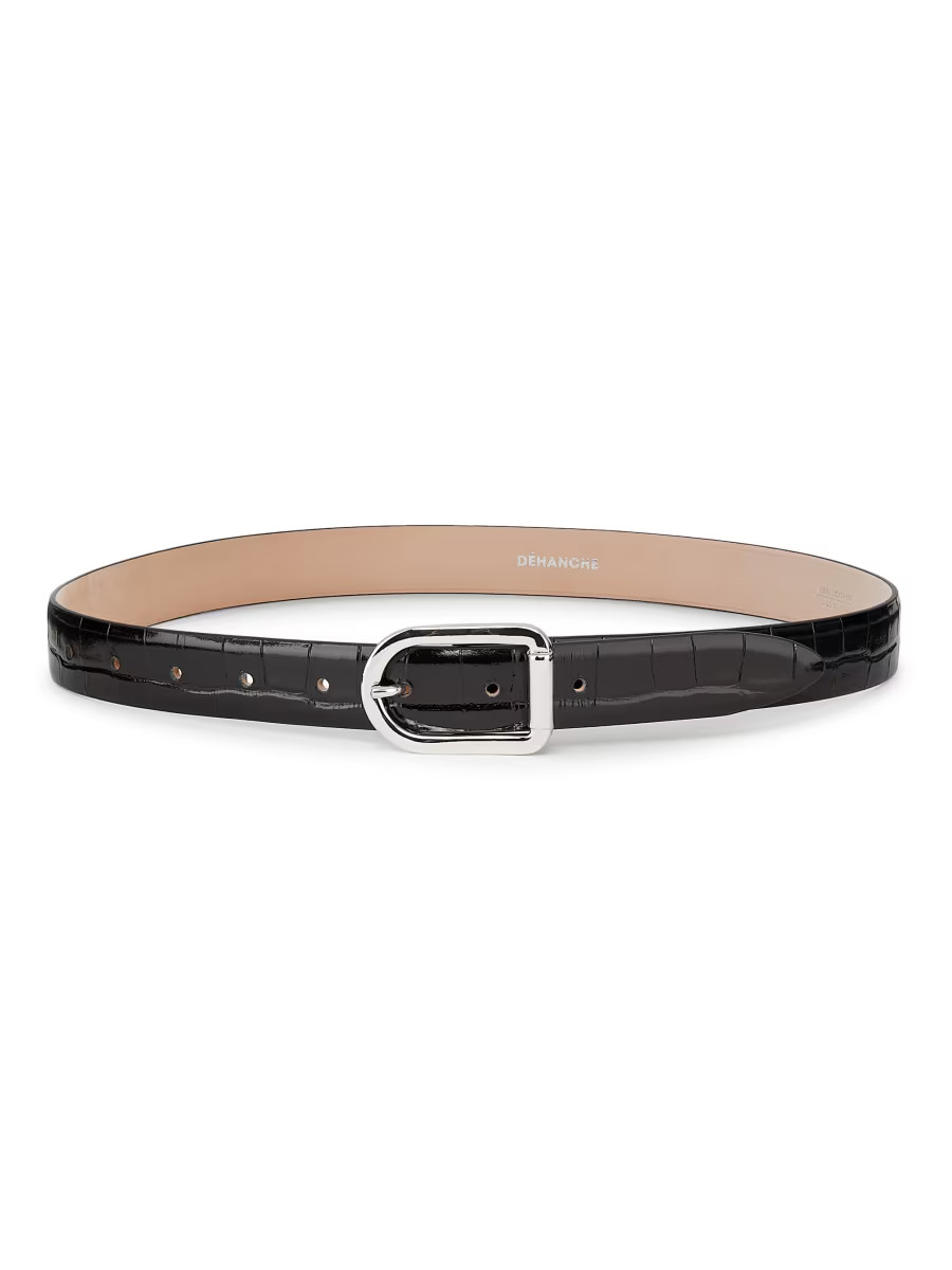 Mija Croc-Embossed Patent Leather Belt | Saks Fifth Avenue
