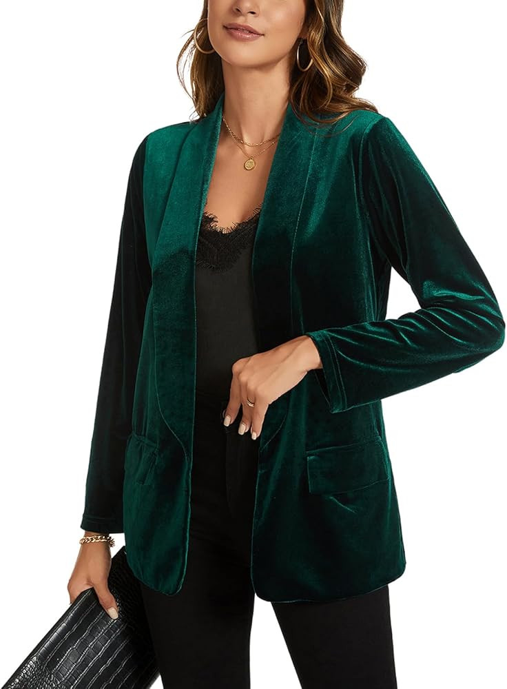 MINTLIMIT Women Velvet Blazer Jackets Long Sleeve Business Suit Lapel Open Front Casual Blazers w... | Amazon (US)