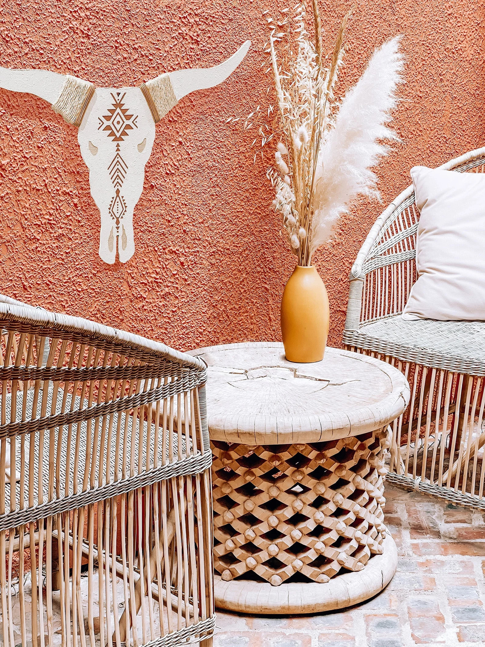 Colgante de pared de calavera de toro pintado de madera Boho Home Decor/Moderno/Scandi Boho/Natur... | Etsy (US)