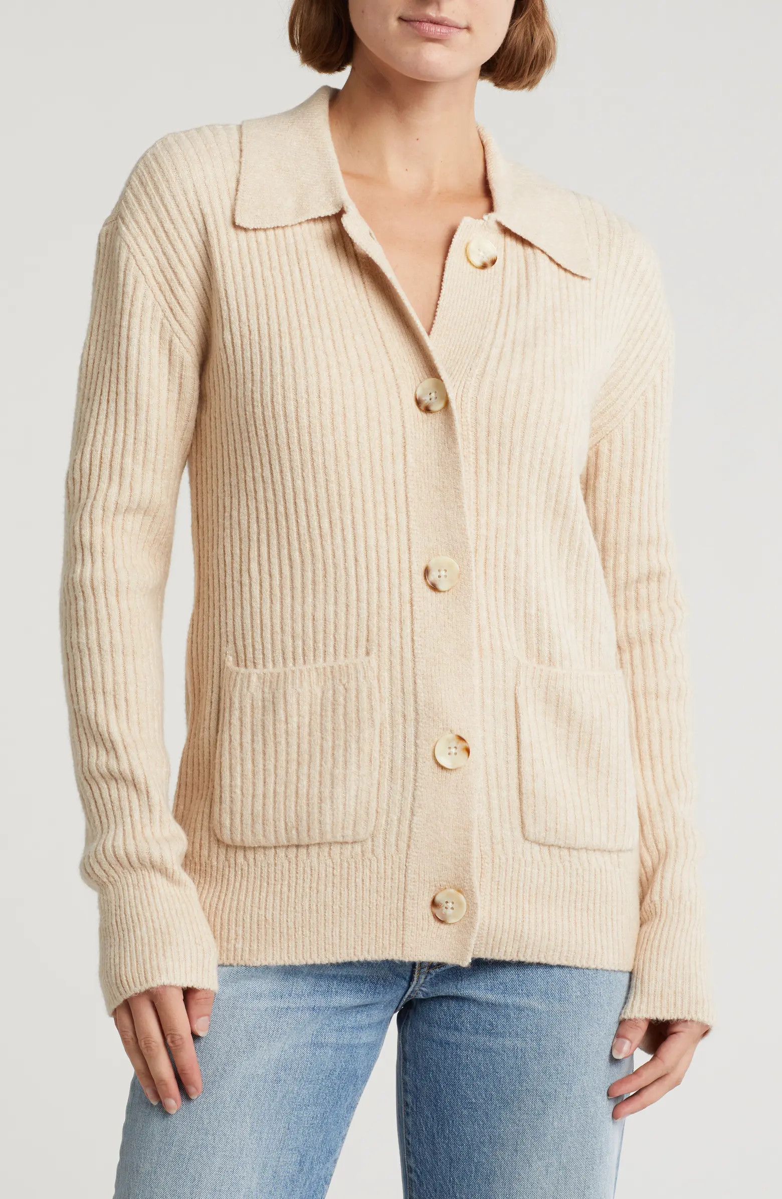 Bobeau Collared Rib Cardigan | Nordstromrack | Nordstrom Rack
