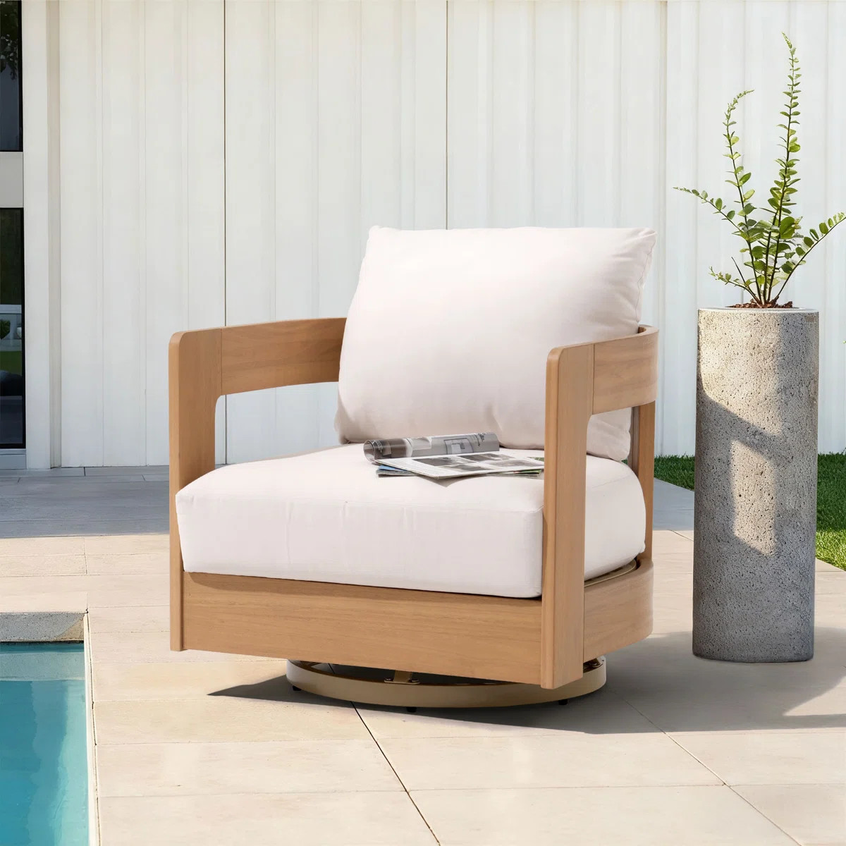 Outdoor Patio Swivel Chair With Cushions (Set of 2) | Wayfair North America