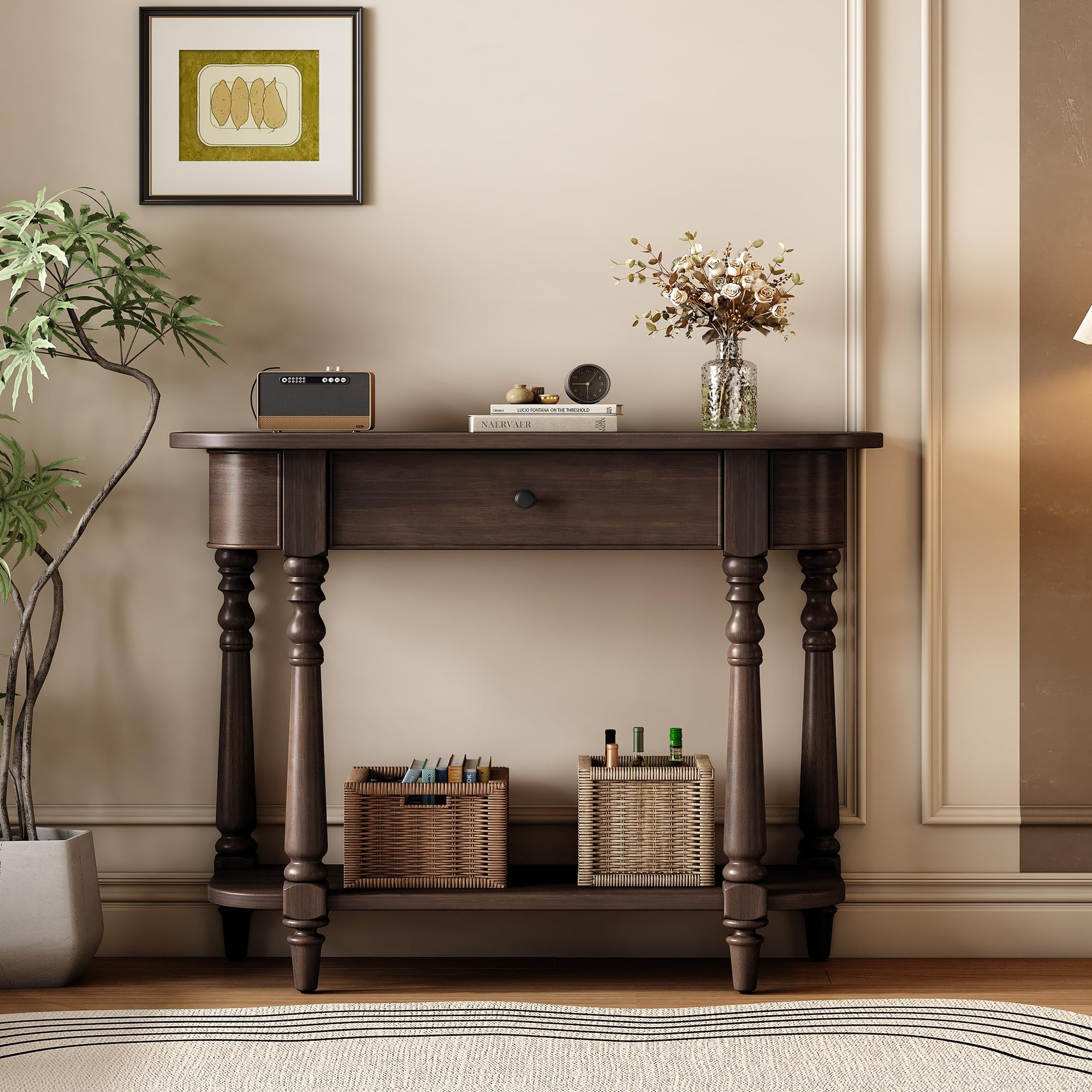 Small Narrow Entryway Table with Storage Drawers Modern Behind Sofa Console Table with Storage Be... | Amazon (US)