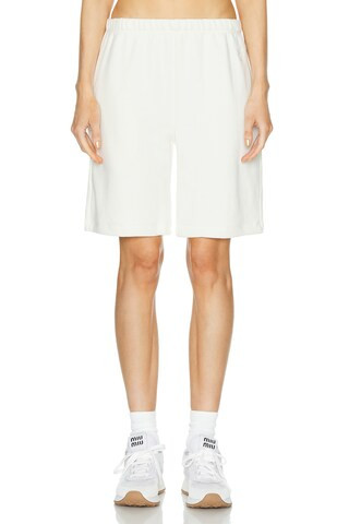 Eterne Terry Boyfriend Short in Cream | FWRD 