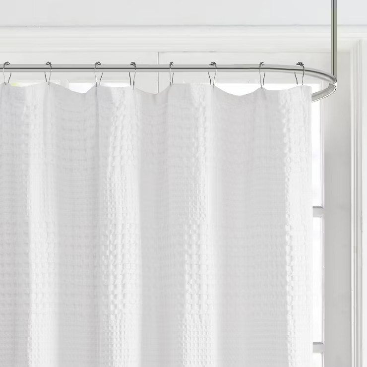 72"x72" Orinn Super Waffle Textured Shower Curtain White | Target