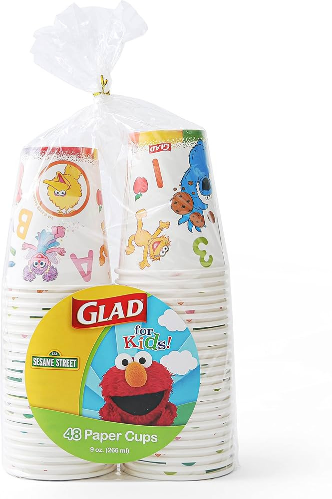 Glad for Kids Sesame Street 9oz Paper Cups Curriculum Style, 48ct | Sesame Street Paper Cups, Kid... | Amazon (US)