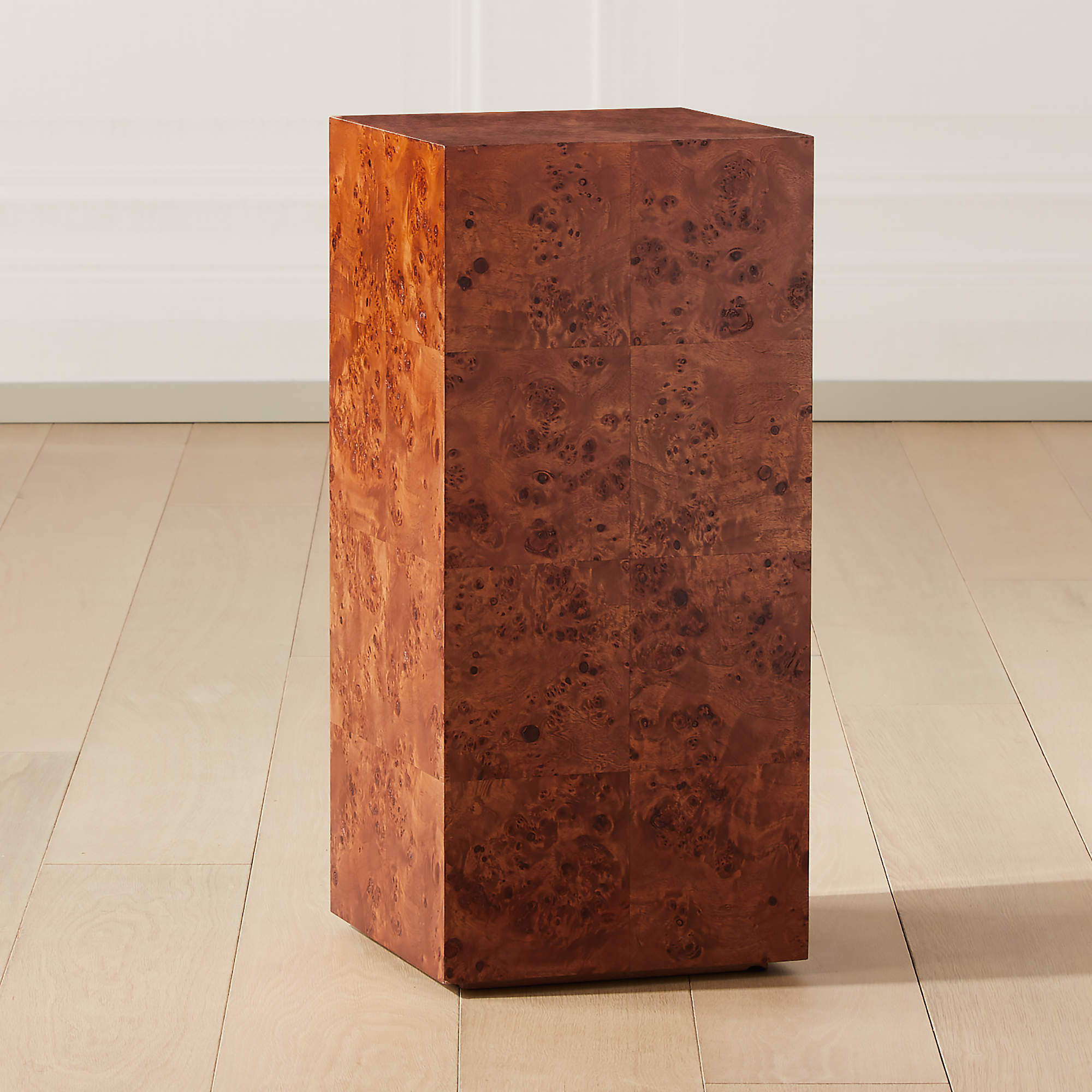 Small Burled Wood Pedestal Table + Reviews | CB2 | CB2