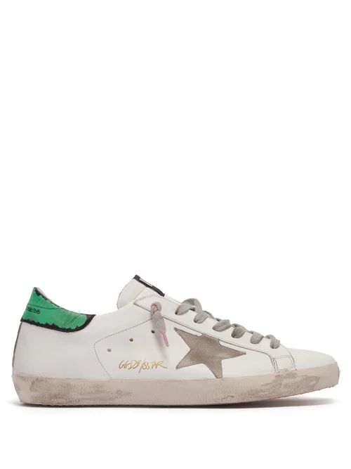 Golden Goose Deluxe Brand - Super Star Low Top Leather Trainers - Mens - Green White | Matches (US)