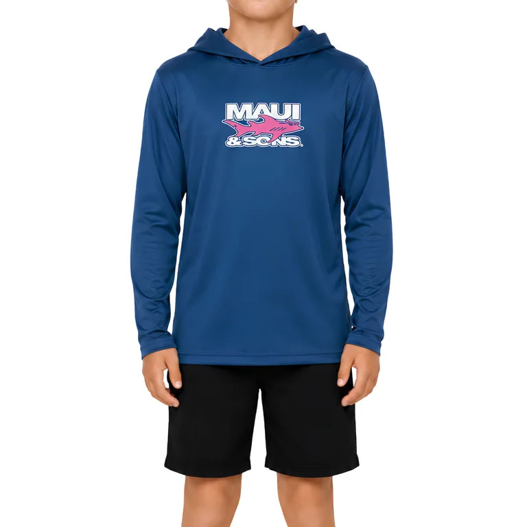Maui and Sons Fish Out of Water Hooded Long Sleeve Sun Shirt for Boys Made With 50+ UPF Protectio... | Walmart (US)