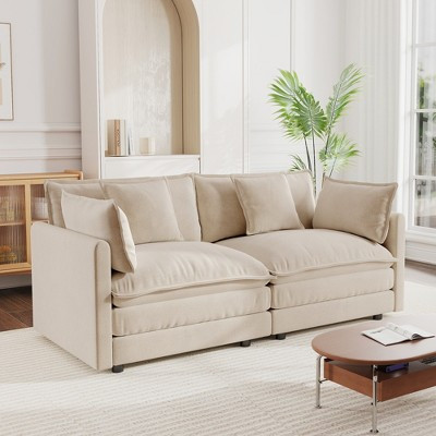 Modern Fabric Loveseat Sofa Couch for Living Room, Upholstered Large Size Deep Seat 2-Seat Sofa with 4 Pillows | Target
