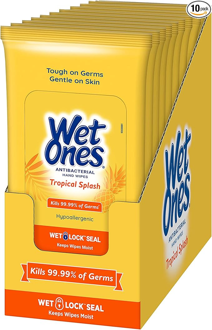 Wet Ones Antibacterial Hand Wipes, Tropical Splash - 20 ct. Size Wipes (10 Pack) | Amazon (US)