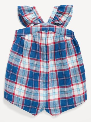 Printed Sleeveless Linen-Blend Romper for Baby | Old Navy (US)