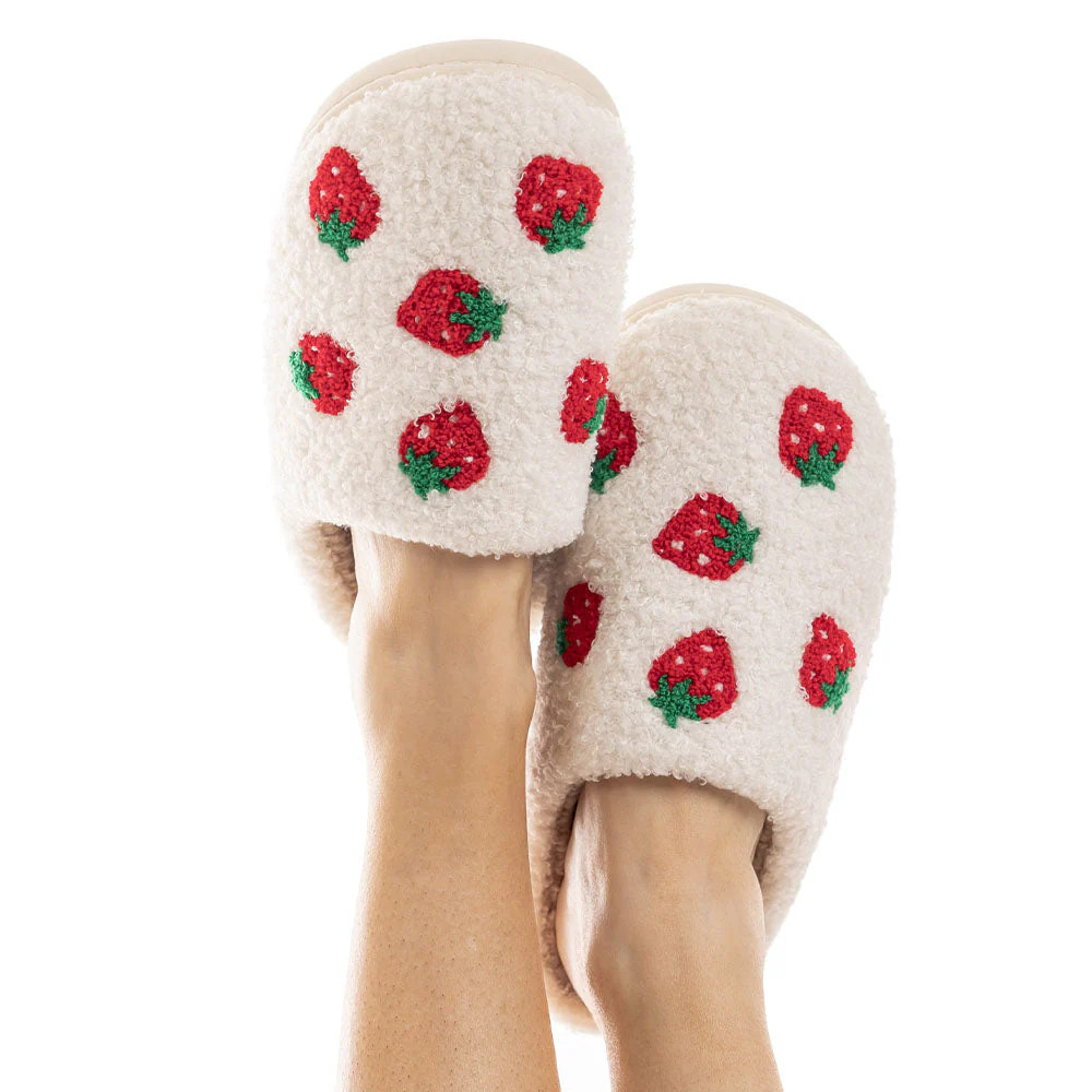 Strawberry Fuzzy Slippers for Women | Katydid.com