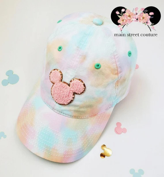 Pastel Tie Dye Womens Baseball Cap Chenille Mickey Glitter | Etsy | Etsy (US)