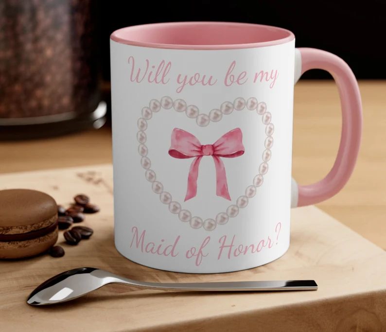 Coquette Pink Maid of Honor Proposal MOH Maid of Honor Gif Mug from Bride MOH Will You Be My Maid... | Etsy (US)