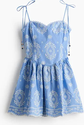 H&M Embroidered Tie-strap Dress | Nordstrom | Nordstrom