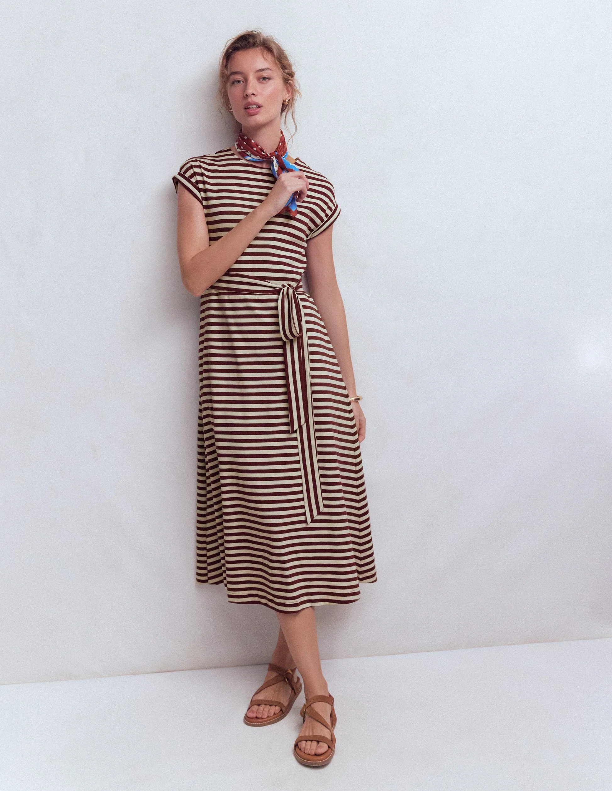 Eve Jersey Midi Dress-Deep Wisteria, Ivory Stripe | Boden (US)