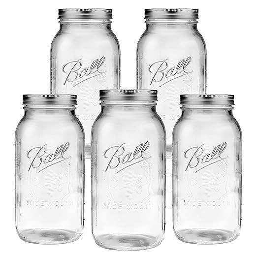 Ball - 64oz Wide Mouth Jars with Lids & Bands 5 Pack Jars | Half Gallon Large Glass Mason Jar for... | Amazon (US)