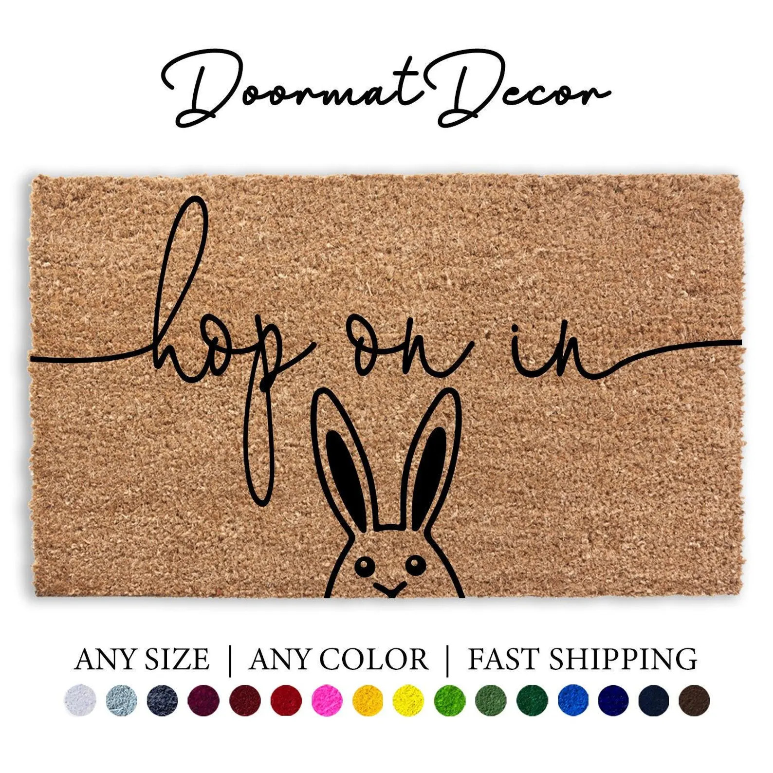 Easter Bunny Doormat - Hop On In Rabbit Welcome Rug for Entryway Decor | Etsy (US)