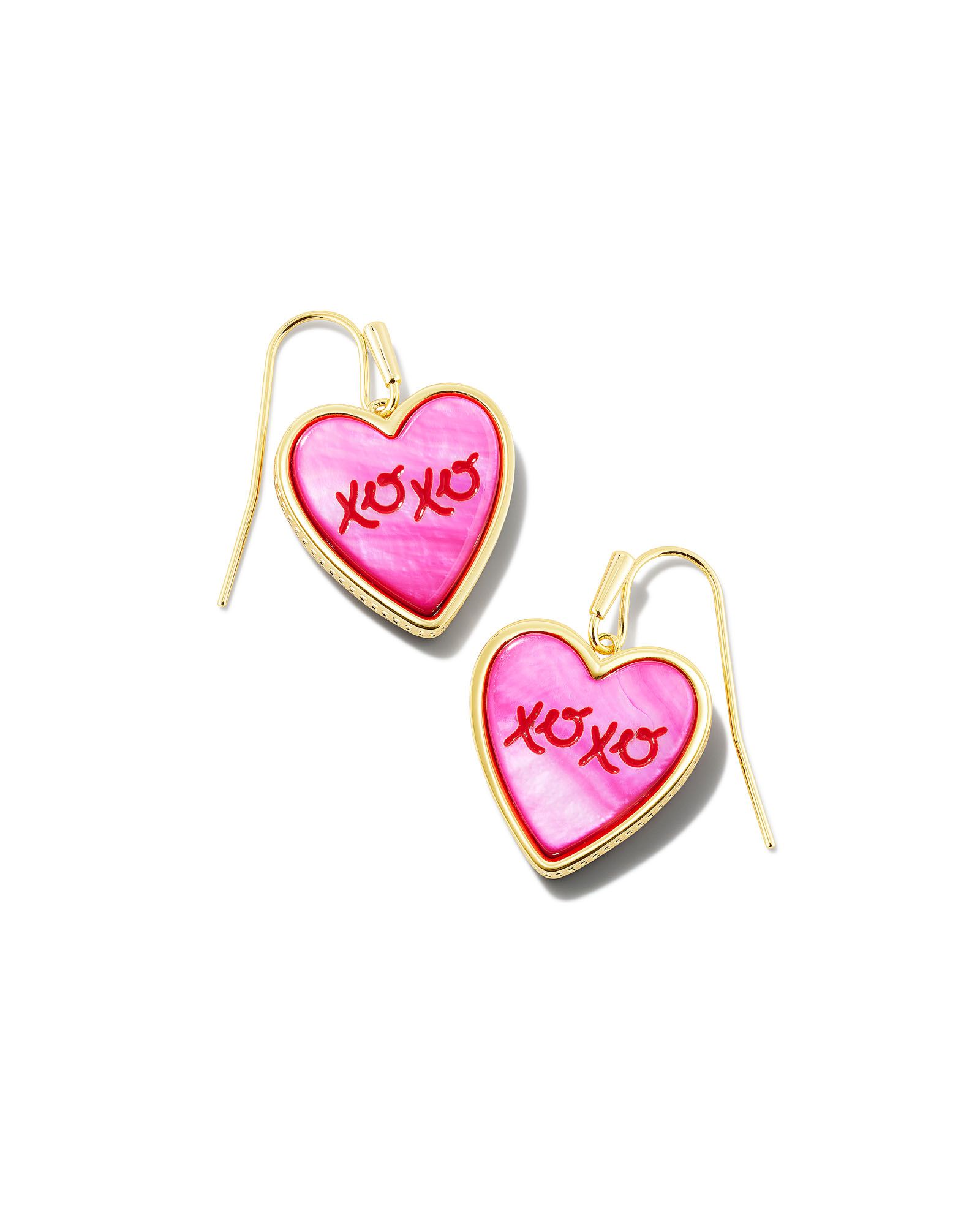 XOXO Gold Drop Earrings in Hot Pink Mother-of-Pearl | Kendra Scott | Kendra Scott