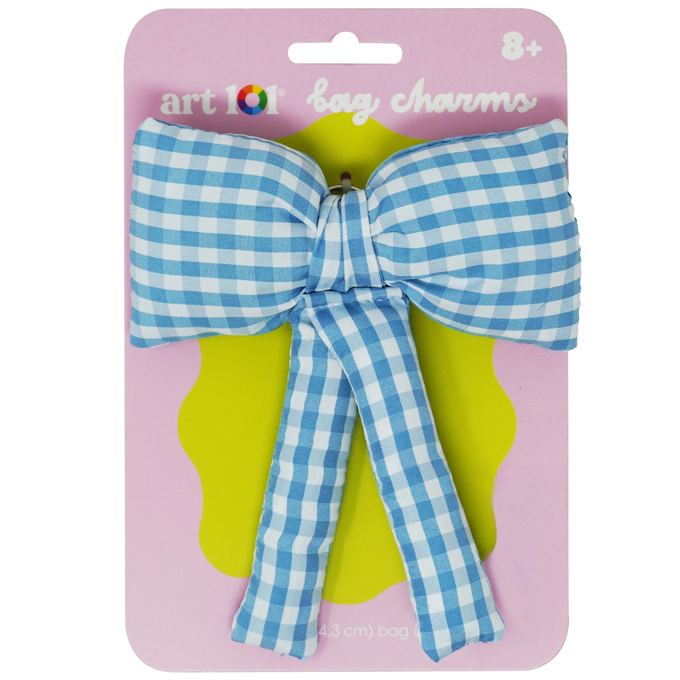 Art 101 Gingham Bow Bag Charm with Silver Heart Clip in Blue and White | Walmart (US)