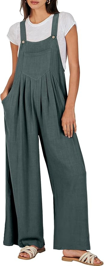 ANRABESS Women's Overalls Jumpsuit Casual Loose Sleeveless Adjustable Straps Bib Wide Leg Outfits... | Amazon (US)