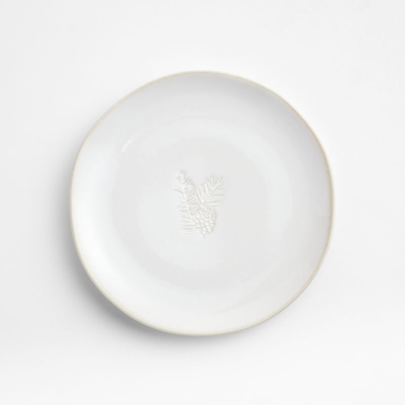 Winter Pinecone White Stoneware Appetizer Plate + Reviews | Crate & Barrel | Crate & Barrel