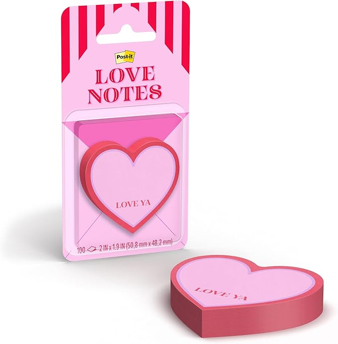 Post-it Heart Sticky Notes, Pink Heart Design with “Love Ya”, 2 in. x 1.9 in., Valentine’s ... | Amazon (US)