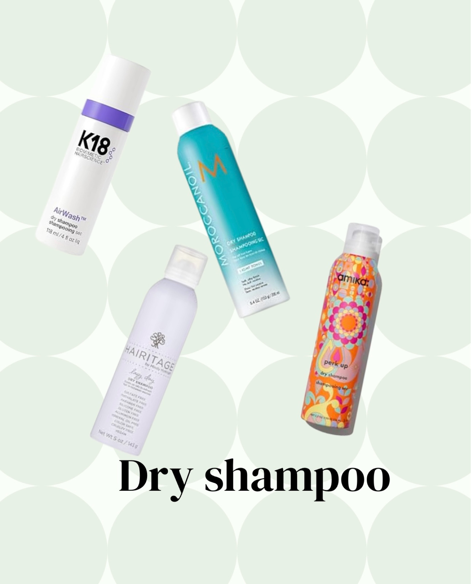 My most favorite dry shampoos!!! 

Amika and Moroccan Oil are my top favorites, for Moroccan Oil I use light tone but they have one for dark hair as well. 

Hairitage is a great option that’s more affordable.

K18 I started using recently and it’s amazing!! It’s different than a normal dry shampoo and really makes my hair feel so fresh!! 

#LTKBeauty #LTKFindsUnder50