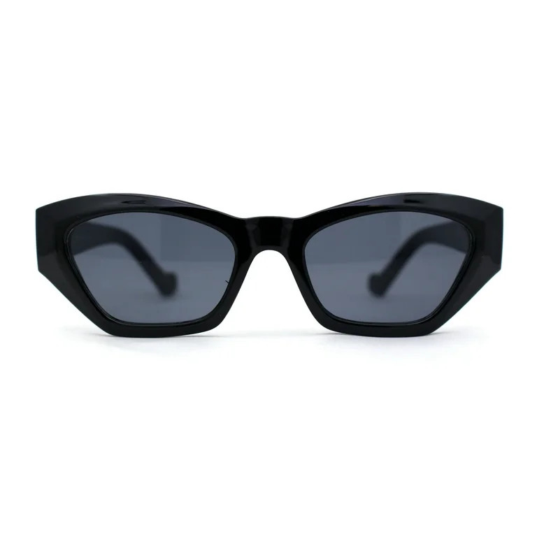 Womens Mod Thick Plastic Chunky Cat Eye Sunglasses All Black | Walmart (US)