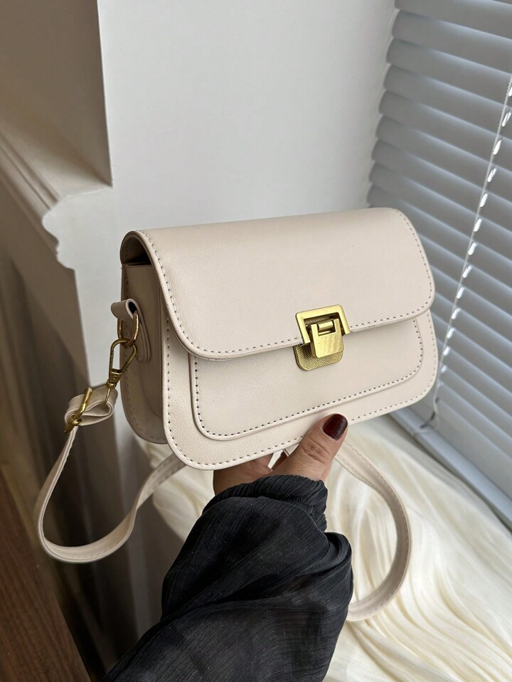 Solid Color Retro Hardware Decoration, Simple Flip Small Square Bag, Women's Single Shoulder Cros... | SHEIN