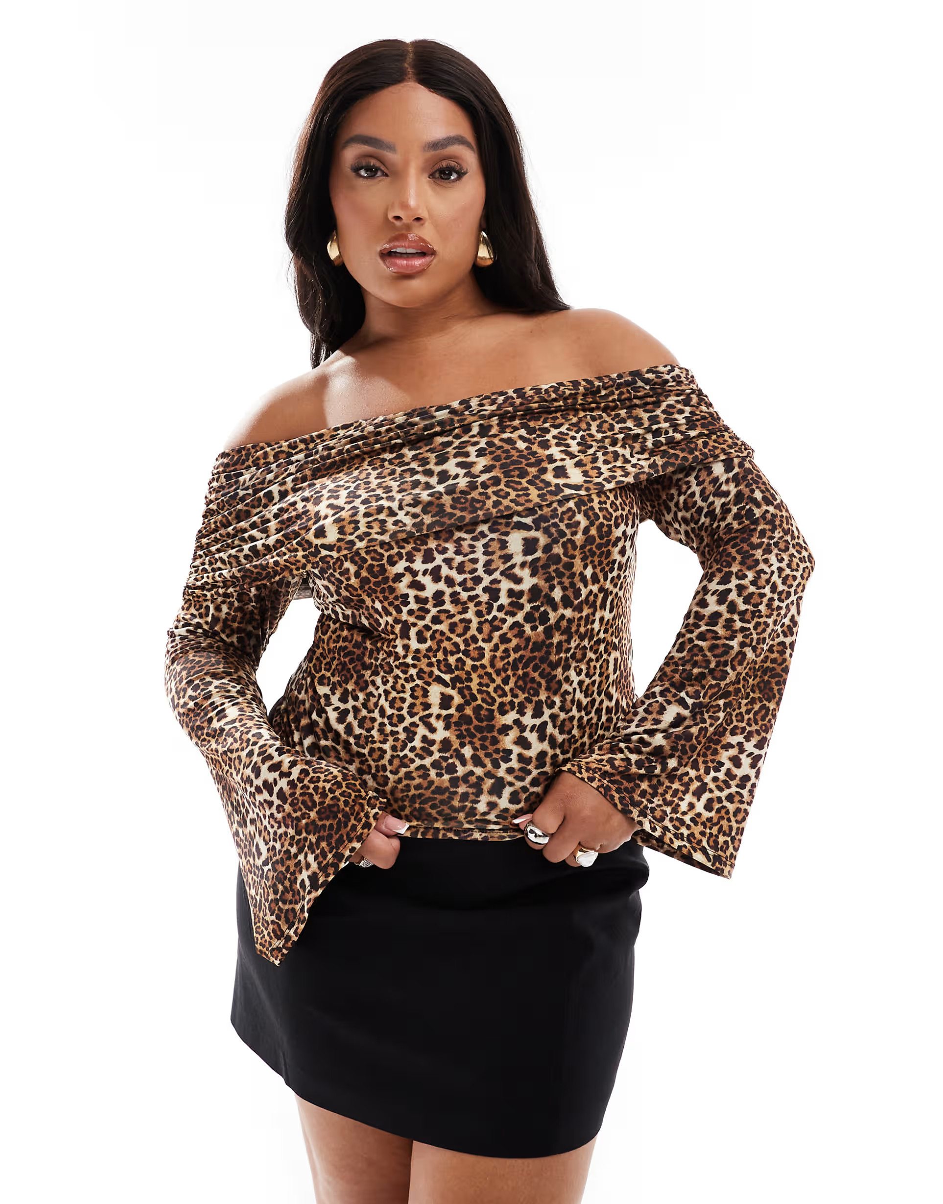 ASOS DESIGN Curve slinky one shoulder top in animal | ASOS (Global)