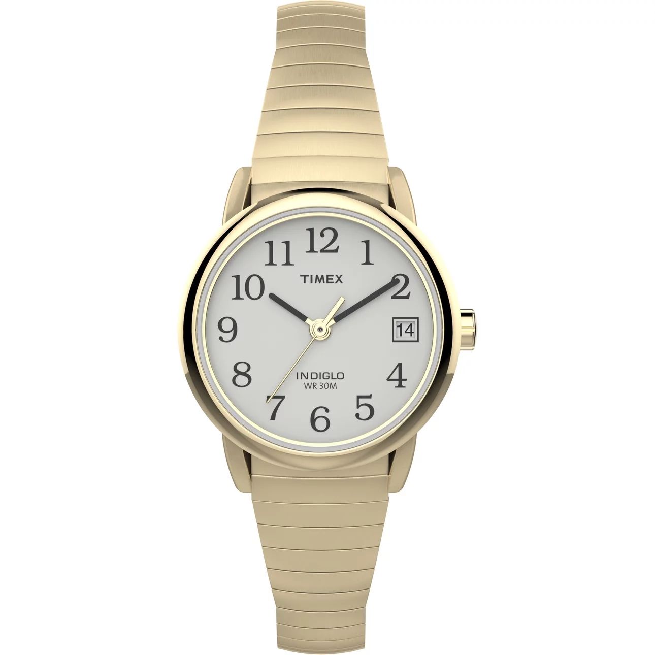 Timex Women's Easy Reader Date Gold/White 25mm Casual Watch, Tapered Expansion Band - Walmart.com | Walmart (US)
