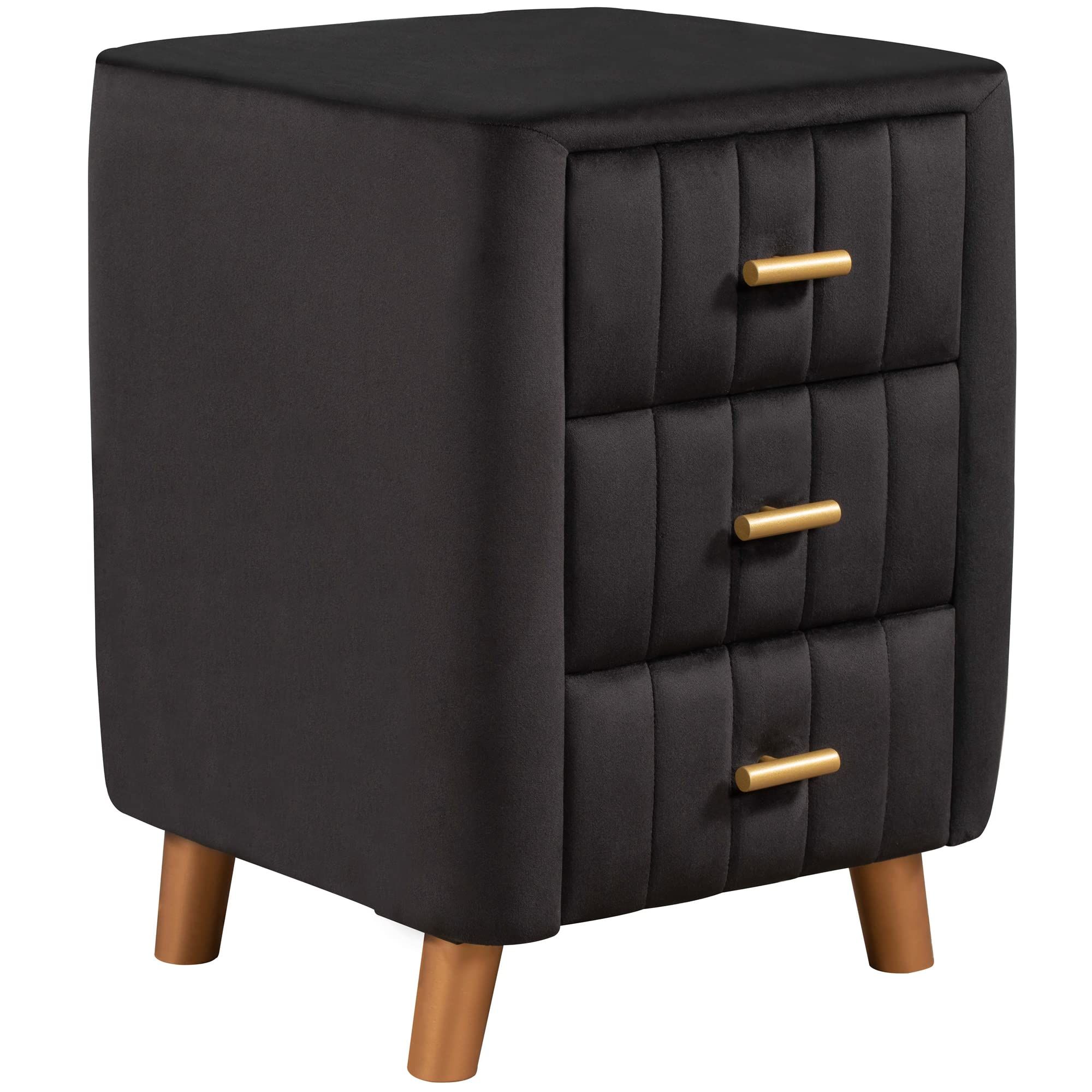 Nightstand, Bedroom Upholstery Nightstand with 3 Drawers and Diamond Handles, Modern and Contemporar | Amazon (US)