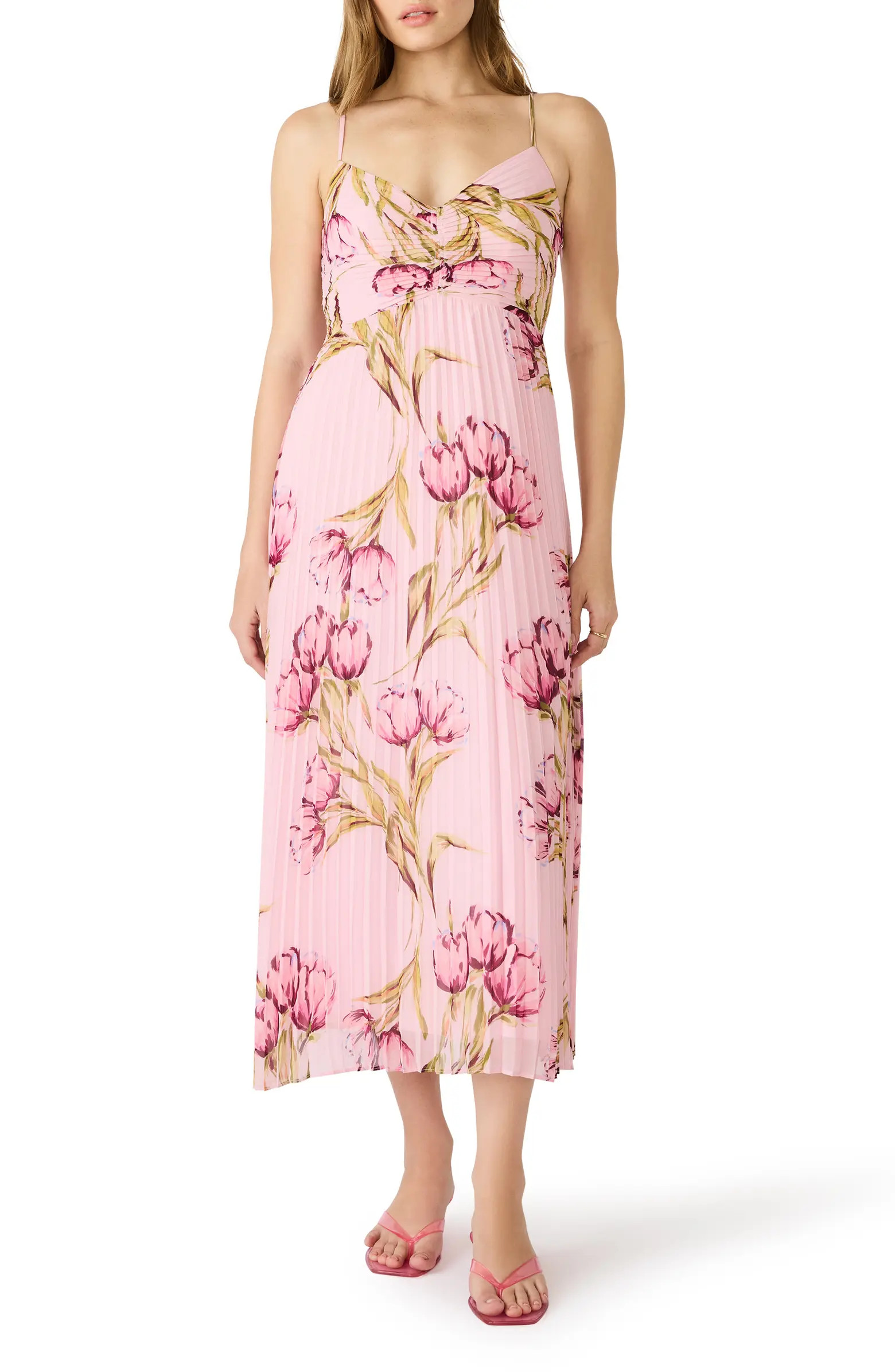 Ray Floral Print Pleat Midi Dress | Nordstrom