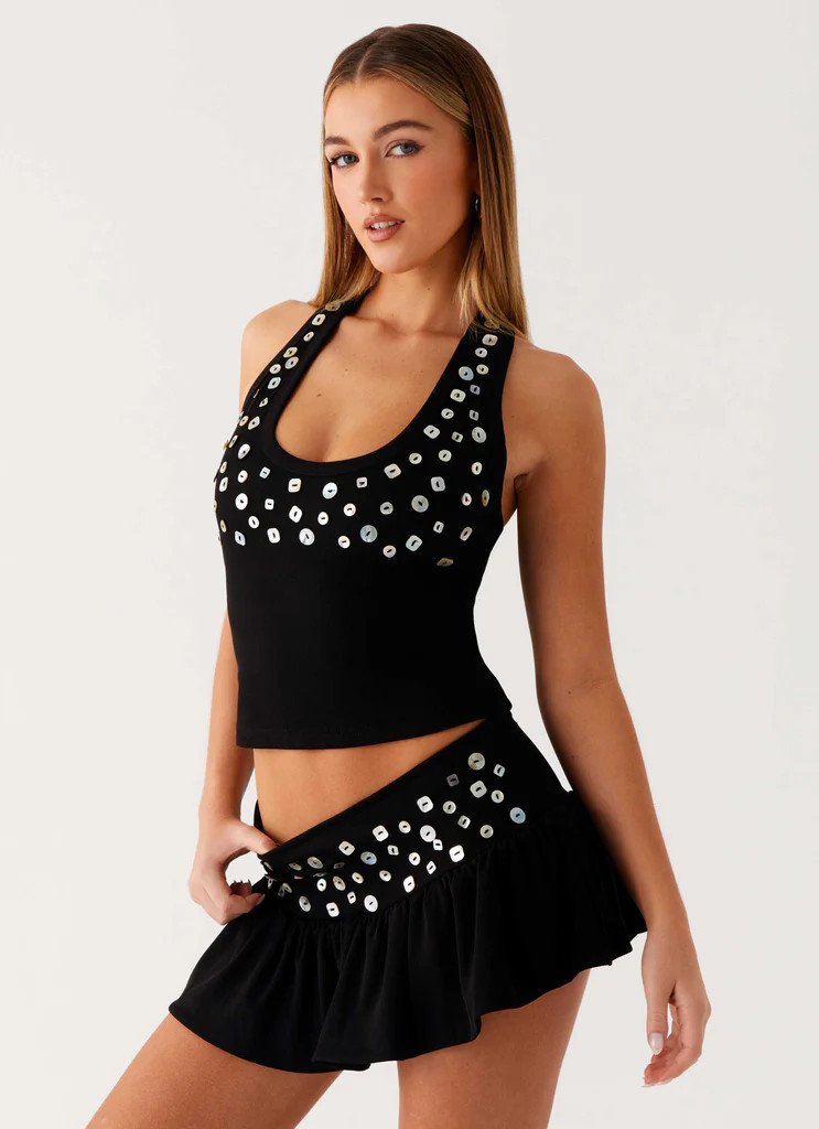 Vegas Nights Low Rise Skort - Black | Peppermayo (Global)