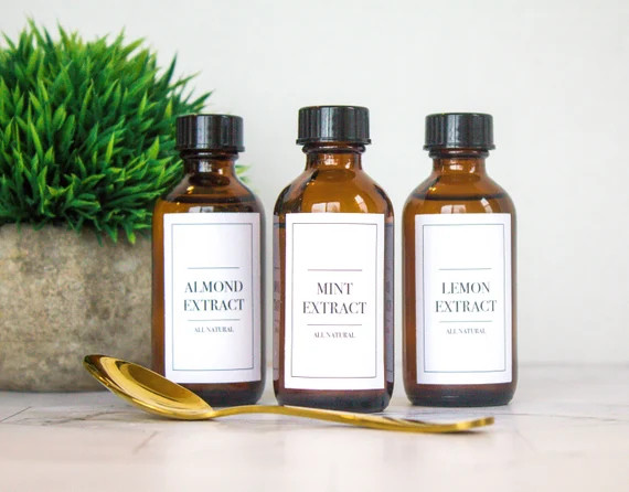 SET of 30 Baking Extract Labels - INSTANT DOWNLOAD - Baking Cabinet Organization - Vanilla Extrac... | Etsy (US)