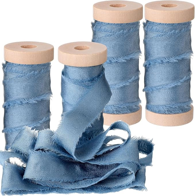 Mindsoft Silk Satin Ribbons 1/2-1/4 Inch x 20 Yard Handmade Frayed Ribbons Craft Chiffon Ribbon w... | Amazon (US)