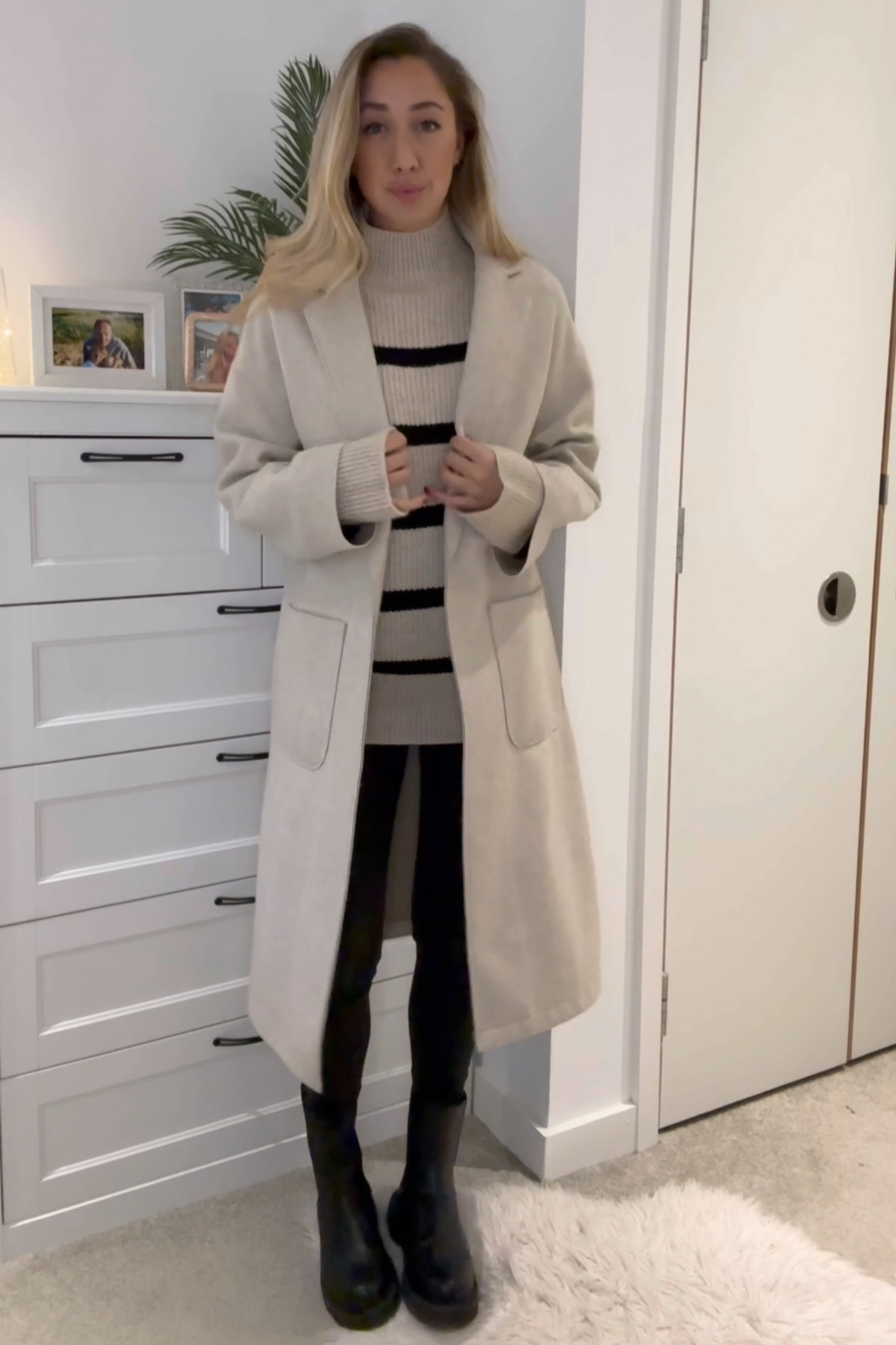 Neutral vibes for a Winter shopping trip🤍

#inthestyle #knitwear #neutraloutfit #stripes #winteroutfit #beigecoat

#LTKeurope #LTKsalealert #LTKSeasonal