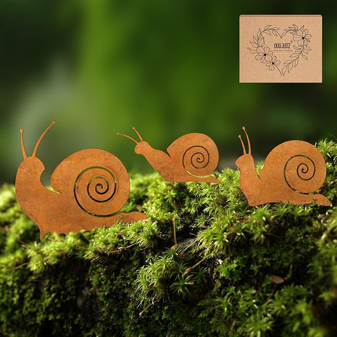 3pcs Metal Yard Art,Snail Garden Decor, Outside Lawn Ornaments Porch Backyard Sculpture, Patio La... | Amazon (US)