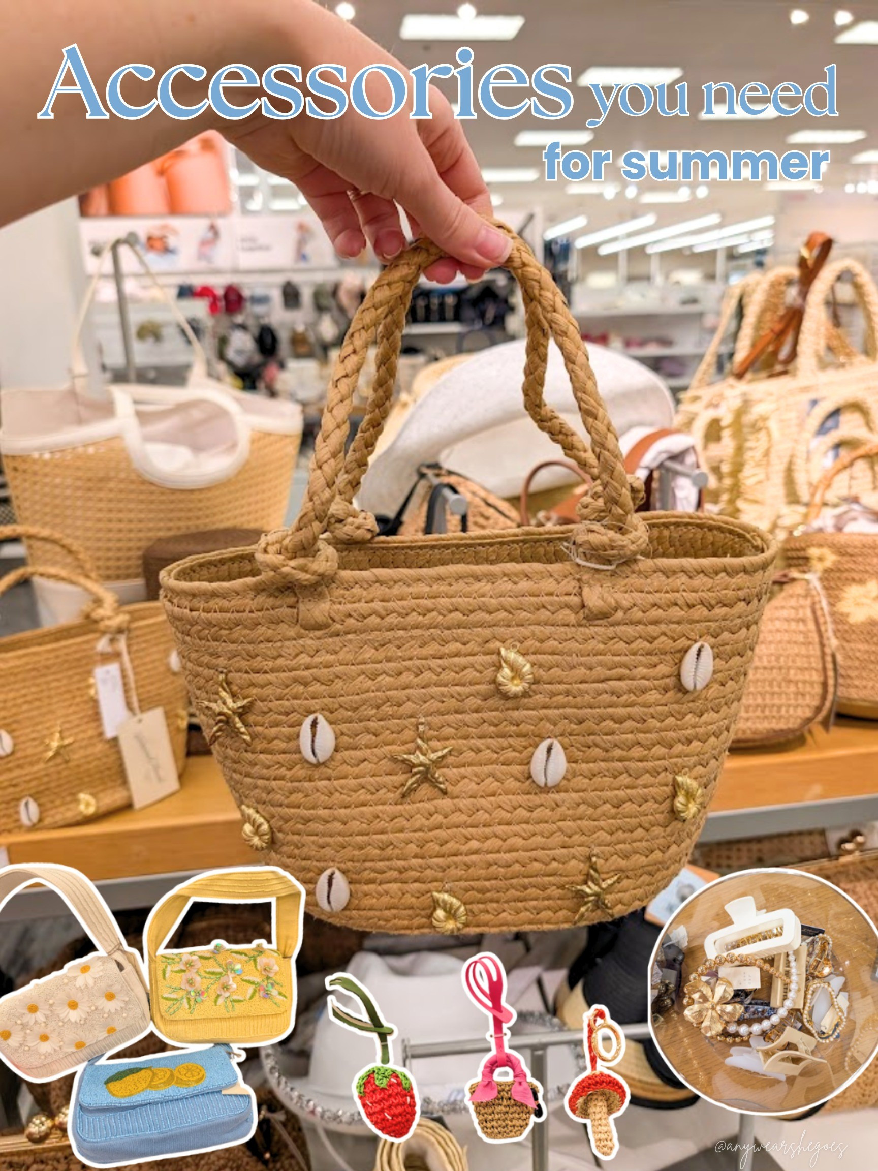 Must have summer accessories. 👜🐚 Straw bag, bag charms, beaded purses, gold pearl hair clip, etc. Pack these for your next beach day!

#LTKTravel #LTKSaleAlert #LTKSeasonal