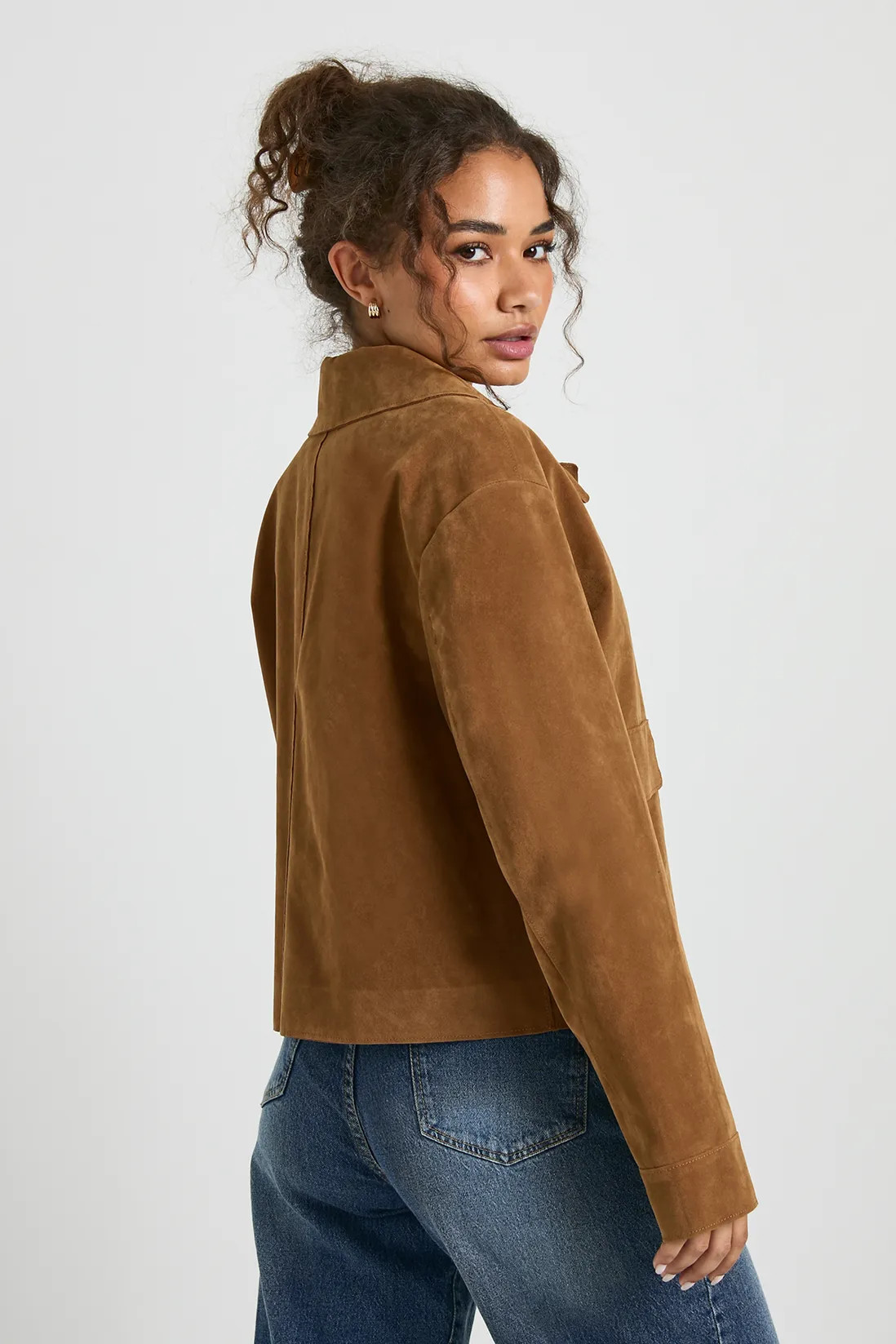 Collared Button Up Suede Look Jacket | Boohoo.com (UK & IE)