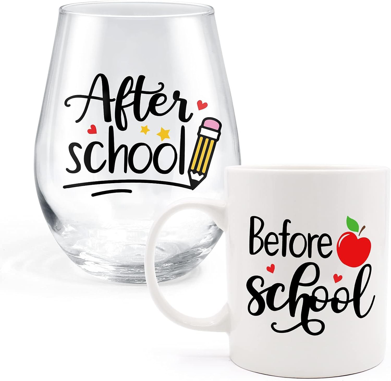 Teacher Appreciation Gifts Set Before School After School 11Oz Coffee Mug 20 Oz Stemless Wine Gla... | Amazon (US)