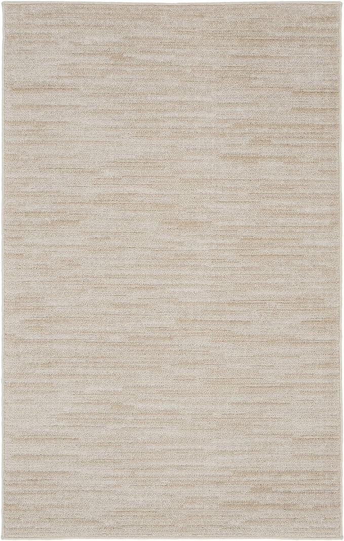 Nourison Essentials Indoor/Outdoor Ivory Beige 3' x 5' Area Rug, Easy Cleaning, Non Shedding, Bed... | Amazon (US)